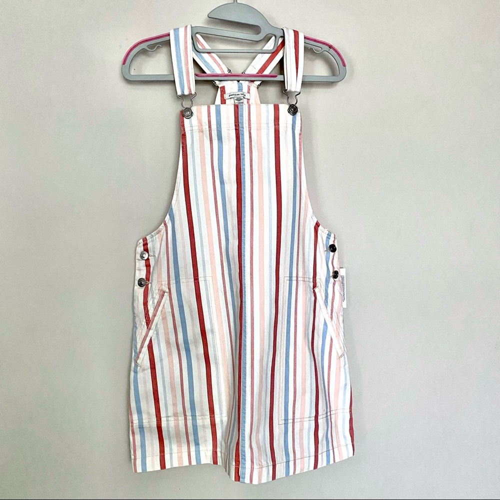 NWT Patterned Denim Overall Dress